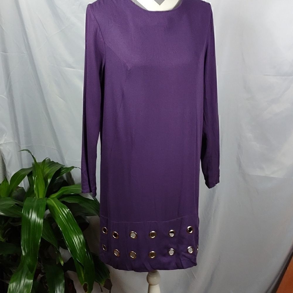 NWT Just Fab Purple With Gold Metal Embellishments Midi Dress